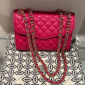 Rebecca Minkoff Fuchsia hot pink Quilted Shoulder Bag chain strap
